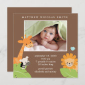 Safari Friends Birth Announements Aankondiging (Voorkant / Achterkant)