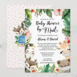Safari Friends BOY Baby shower per post Kaart