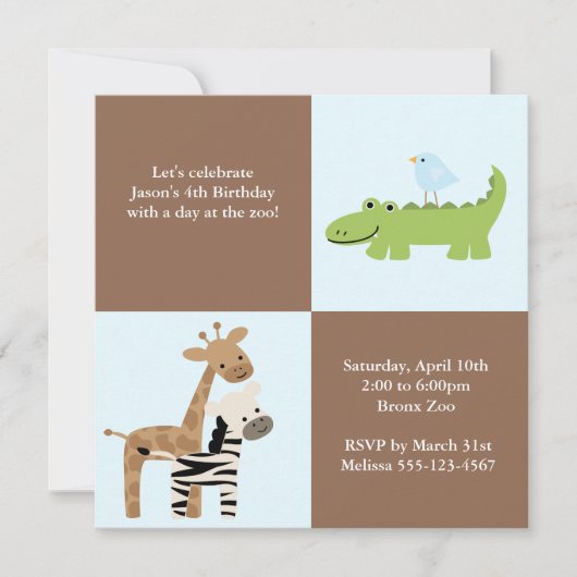 Safari Friends Children's Birthday Party Kaart (Voorkant)