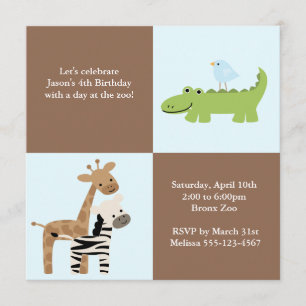 Safari Friends Children's Birthday Party Kaart