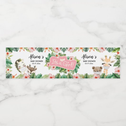 Safari Friends | Etiketten voor Baby shower waterf (Enkel label)