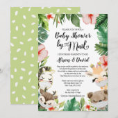 Safari Friends Gender Neutral Baby shower by Mail Kaart (Voorkant / Achterkant)
