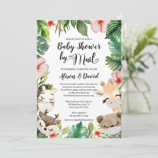 Safari Friends Gender Neutral Baby shower by Mail Kaart (Staand voorkant)