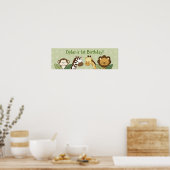 Safari Friends Oerwoud Animal Birthday Banner Sign Poster (Keuken)