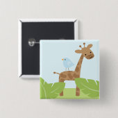 Safari Friends Vierkante Button 5,1 Cm (Voorkant /achterkant)