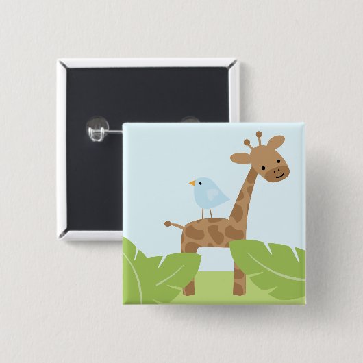 Safari Friends Vierkante Button 5,1 Cm (Voorkant /achterkant)