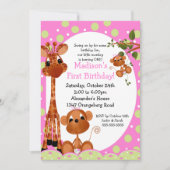 Safari Fun Girls 1ste verjaardag Kaart (Voorkant)