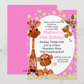 Safari Fun Girls 1ste verjaardag Kaart (Voorkant / Achterkant)