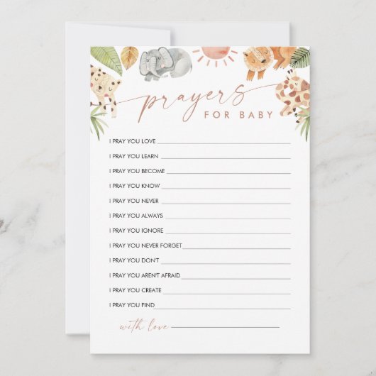 SAFARI Gebed voor Baby Advies Kaart (Voorkant)