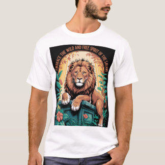 Safari Geest – Majestueuze Leeuw met Bloemrijke Ju T-shirt
