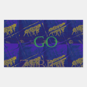 Safari-geïnspireerd genot: Frans blauw "Let's Go Z Rechthoekige Sticker