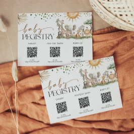 Safari Gender Neutral Baby Shower Registry Card Informatiekaartje