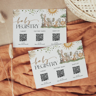 Safari Gender Neutral Baby Shower Registry Card Informatiekaartje