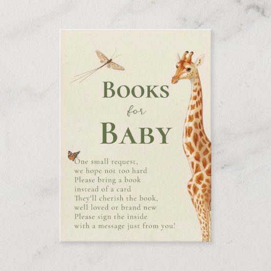 Safari Gender Neutral Giraffe Books for Baby Informatiekaartje (Voorkant)