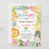 Safari Gender Reveal Waterverf Kaart (Voorkant)