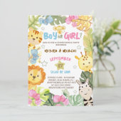 Safari Gender Reveal Waterverf Kaart (Staand voorkant)