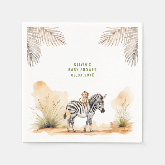 Safari Genderneutraal Baby shower Servet (Voorkant)