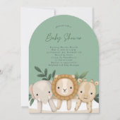 Safari Genderneutraal Sage Green Baby shower Kaart (Voorkant)