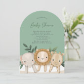 Safari Genderneutraal Sage Green Baby shower Kaart (Staand voorkant)