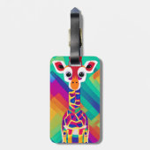 Safari Geometrische Kleurrijke Baby Giraffe Bagagelabel (Achterkant verticaal)