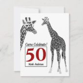 Safari Giraffe 50th Birthday Party Kaart (Voorkant)