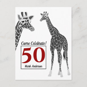 Safari Giraffe 50th Birthday Party Kaart