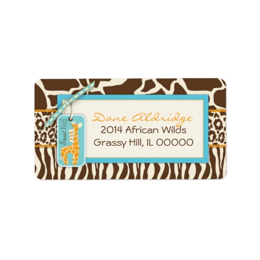 Safari Giraffe adreslabel Etiket (Voorkant)