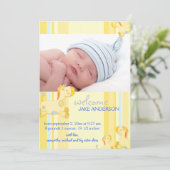 Safari Giraffe Baby Boy Foto Geboorte Aankondiging (Staand voorkant)