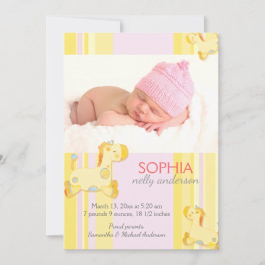 Safari Giraffe Baby Foto Geboorte Aankondiging (Voorkant)