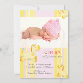 Safari Giraffe Baby Foto Geboorte Aankondiging