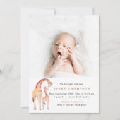 Safari Giraffe Baby Foto Geboorte Aankondigingen (Voorkant)