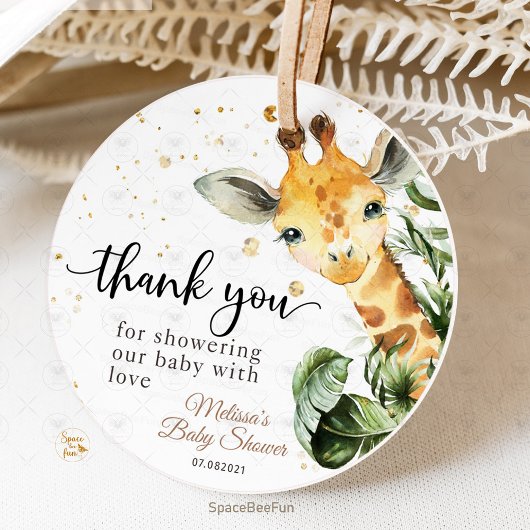 Safari Giraffe Baby shower Bedankjes Labels
