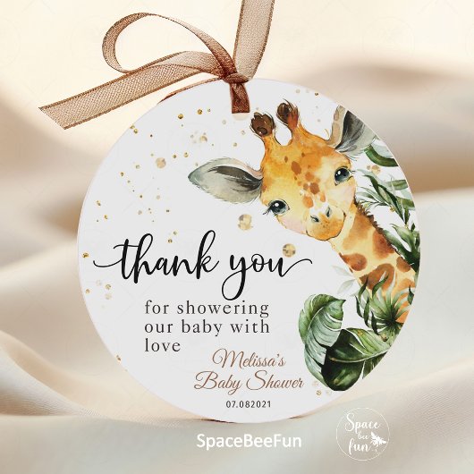 Safari Giraffe Baby shower Bedankjes Labels