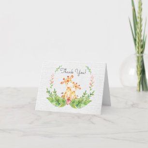 Safari Giraffe Baby shower Dank u wel Bedankkaart