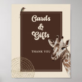 Safari Giraffe Baby shower Kaarten en geschenken Poster (Voorkant)