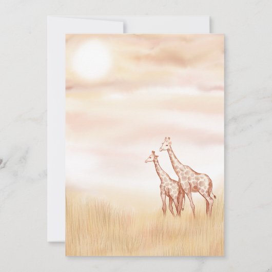 Safari Giraffe Baby shower nodigt genderneutraal u Kaart (Achterkant)