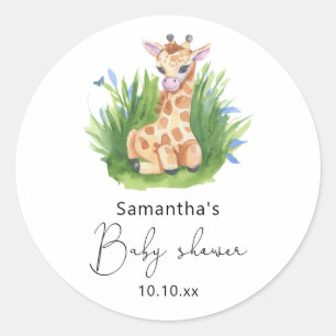 Safari Giraffe baby shower Ronde Sticker