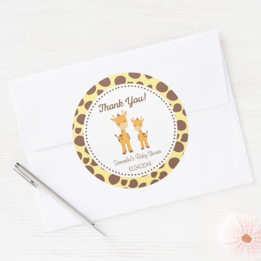 Safari Giraffe Baby shower Sticker (Envelop)