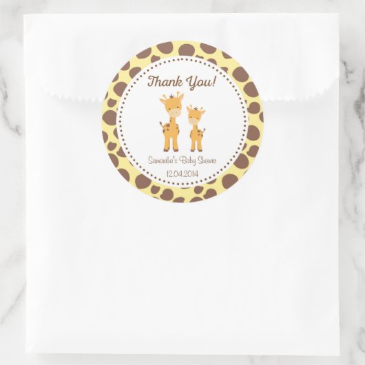 Safari Giraffe Baby shower Sticker (Tas)