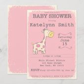 Safari Giraffe Baby shower Uitnodiging (Voorkant / Achterkant)