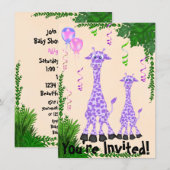 Safari Giraffe Baby shower voor meisjes Kaart (Voorkant / Achterkant)