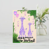 Safari Giraffe Baby shower voor meisjes Kaart (Staand voorkant)