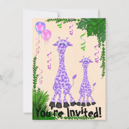Safari Giraffe Baby shower voor meisjes Kaart