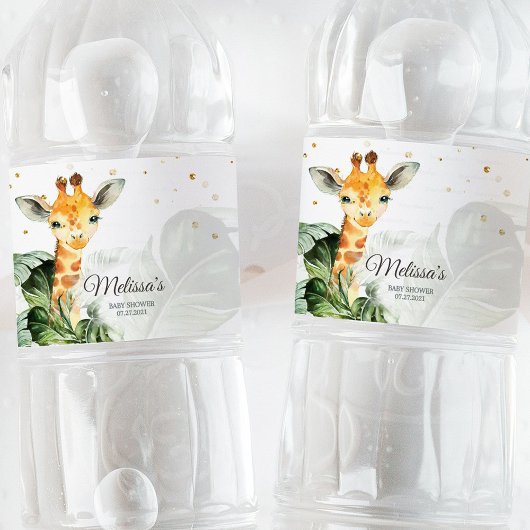 Safari Giraffe Baby shower Waterfles Etiket