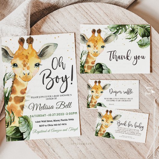 Safari Giraffe Baby shower Waterfles Etiket
