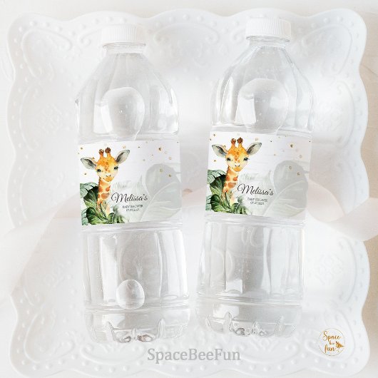 Safari Giraffe Baby shower Waterfles Etiket