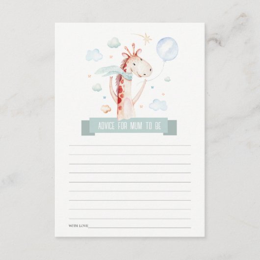 Safari Giraffe ballonadvies voor moeder Baby showe Informatiekaartje (Voorkant)