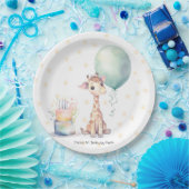 Safari Giraffe Balloon Cake 1st. verjaardagsfeestj Papieren Bordje (Feest)