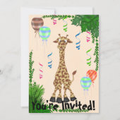 Safari Giraffe Birthday Party Invitation Kaart (Voorkant)