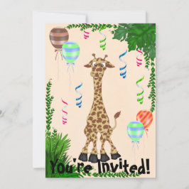 Safari Giraffe Birthday Party Invitation Kaart